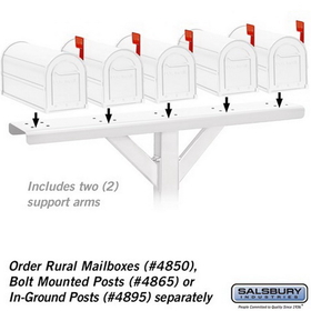 Salsbury Industries 4885WHT Spreader - 5 Wide with 2 Supporting Arms - for Rural Mailboxes - White