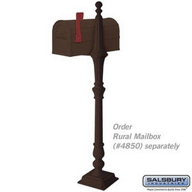 Salsbury Industries 4891BRZ Classic Mailbox Post - 1 Sided - Bronze