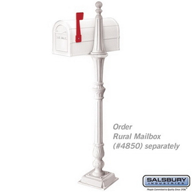 Salsbury Industries 4891WHT Classic Mailbox Post - 1 Sided - White
