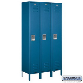 Salsbury Industries 15" Wide Single Tier Standard Metal Locker - 3 Wide - 6 Feet High - 15 Inches Deep