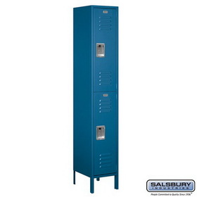 Salsbury Industries 15" Wide Double Tier Standard Metal Locker - 1 Wide - 6 Feet High - 15 Inches Deep
