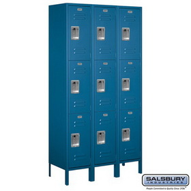 Salsbury Industries 15" Wide Triple Tier Standard Metal Locker - 3 Wide - 6 Feet High - 15 Inches Deep