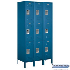 Salsbury Industries 15" Wide Triple Tier Standard Metal Locker - 3 Wide - 6 Feet High - 18 Inches Deep