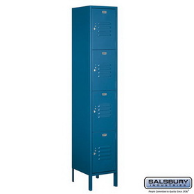 Salsbury Industries 15" Wide Four Tier Standard Metal Locker - 1 Wide - 6 Feet High - 15 Inches Deep