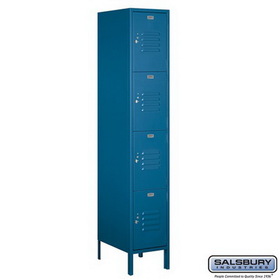 Salsbury Industries 15" Wide Four Tier Standard Metal Locker - 1 Wide - 6 Feet High - 18 Inches Deep