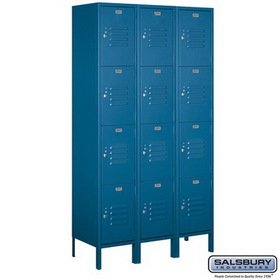 Salsbury Industries 15" Wide Four Tier Standard Metal Locker - 3 Wide - 6 Feet High - 15 Inches Deep