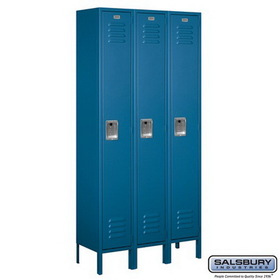 Salsbury Industries 12" Wide Single Tier Standard Metal Locker - 3 Wide - 6 Feet High - 12 Inches Deep
