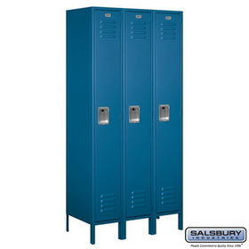 Salsbury Industries 12" Wide Single Tier Standard Metal Locker - 3 Wide - 6 Feet High - 18 Inches Deep
