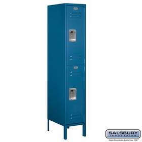 Salsbury Industries 12" Wide Double Tier Standard Metal Locker - 1 Wide - 5 Feet High - 18 Inches Deep