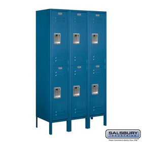 Salsbury Industries 12" Wide Double Tier Standard Metal Locker - 3 Wide - 5 Feet High - 15 Inches Deep