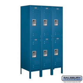 Salsbury Industries 12" Wide Double Tier Standard Metal Locker - 3 Wide - 5 Feet High - 18 Inches Deep
