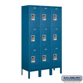 Salsbury Industries 12" Wide Triple Tier Standard Metal Locker - 3 Wide - 5 Feet High - 12 Inches Deep