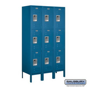 Salsbury Industries 12" Wide Triple Tier Standard Metal Locker - 3 Wide - 5 Feet High - 15 Inches Deep