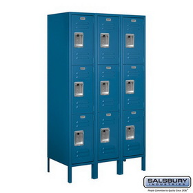 Salsbury Industries 12" Wide Triple Tier Standard Metal Locker - 3 Wide - 5 Feet High - 18 Inches Deep