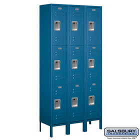 Salsbury Industries 12" Wide Triple Tier Standard Metal Locker - 3 Wide - 6 Feet High - 12 Inches Deep
