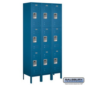 Salsbury Industries 12" Wide Triple Tier Standard Metal Locker - 3 Wide - 6 Feet High - 15 Inches Deep
