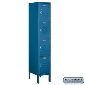 Salsbury Industries 12" Wide Four Tier Standard Metal Locker - 1 Wide - 5 Feet High - 15 Inches Deep