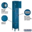 Salsbury Industries 64162BL-U 12" Wide Four Tier Standard Metal Locker - 1 Wide - 6 Feet High - 12 Inches Deep - Blue - Unassembled