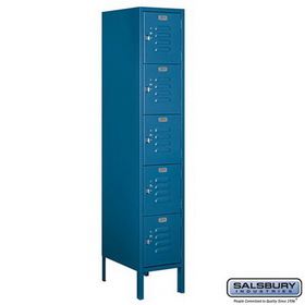 Salsbury Industries 12" Wide Five Tier Box Style Standard Metal Locker - 1 Wide - 5 Feet High - 18 Inches Deep
