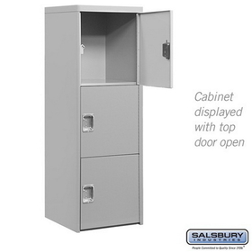Salsbury Industries 7123GRY Welded Industrial Storage Cabinet - Three Doors - 72 Inches High - 24 Inches Deep - Gray