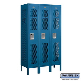 Salsbury Industries 12" Wide Single Tier Vented Metal Locker - 3 Wide - 5 Feet High - 15 Inches Deep