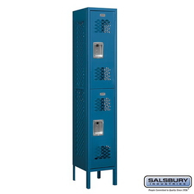 Salsbury Industries 12" Wide Double Tier Vented Metal Locker - 1 Wide - 5 Feet High - 12 Inches Deep