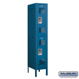 Salsbury Industries 12" Wide Double Tier Vented Metal Locker - 1 Wide - 5 Feet High - 18 Inches Deep