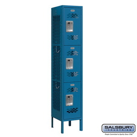 Salsbury Industries 12" Wide Triple Tier Vented Metal Locker - 1 Wide - 5 Feet High - 12 Inches Deep