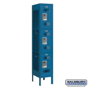 Salsbury Industries 12" Wide Triple Tier Vented Metal Locker - 1 Wide - 5 Feet High - 15 Inches Deep