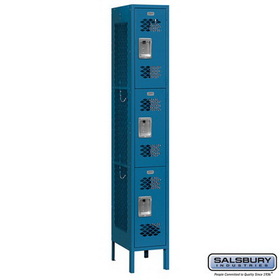 Salsbury Industries 12" Wide Triple Tier Vented Metal Locker - 1 Wide - 6 Feet High - 12 Inches Deep