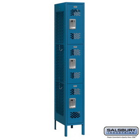 Salsbury Industries 12" Wide Triple Tier Vented Metal Locker - 1 Wide - 6 Feet High - 15 Inches Deep