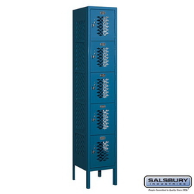 Salsbury Industries 12" Wide Five Tier Box Style Vented Metal Locker - 1 Wide - 5 Feet High - 12 Inches Deep