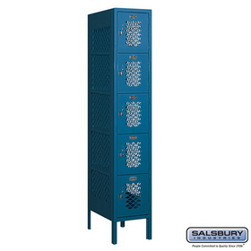 Salsbury Industries 12" Wide Five Tier Box Style Vented Metal Locker - 1 Wide - 5 Feet High - 18 Inches Deep