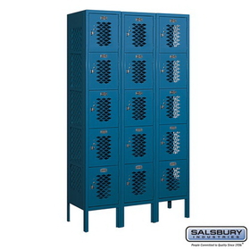 Salsbury Industries 12" Wide Five Tier Box Style Vented Metal Locker - 3 Wide - 5 Feet High - 12 Inches Deep