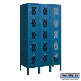 Salsbury Industries 12" Wide Five Tier Box Style Vented Metal Locker - 3 Wide - 5 Feet High - 18 Inches Deep