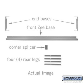 Salsbury Industries Zee Base Kit - 4 Inches High, 6 Foot Length - for 18 Inch Deep Metal Lockers (Includes 6 Foot Front Base, 2 End Bases, Corner Splicer and 4 Rear Legs)