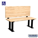 Salsbury Industries Wood ADA Locker Bench with back support - 48 Inches Wide - Light Finish