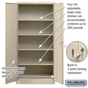Salsbury Industries 8074TAN-A Heavy Duty Storage Cabinet - Standard - 78 Inches High - 24 Inches Deep - Tan - Assembled