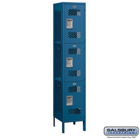 Salsbury Industries 15" Wide Triple Tier Vented Metal Locker - 1 Wide - 6 Feet High - 18 Inches Deep