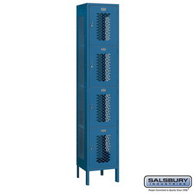 Salsbury Industries 15" Wide Four Tier Vented Metal Locker - 1 Wide - 6 Feet High - 15 Inches Deep