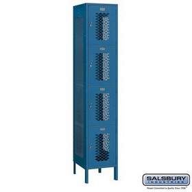 Salsbury Industries 15" Wide Four Tier Vented Metal Locker - 1 Wide - 6 Feet High - 18 Inches Deep