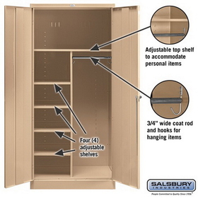 Salsbury Industries 9274TAN-U Storage Cabinet - Combination - 78 Inches High - 24 Inches Deep - Tan - Unassembled