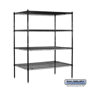 Salsbury Industries Wire Shelving - Stationary - 48 Inches Wide - 63 Inches High - 24 Inches Deep