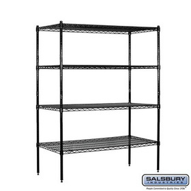 Salsbury Industries 48" Wide Stationary Wire Shelving - 63 Inches High - 18 Inches Deep