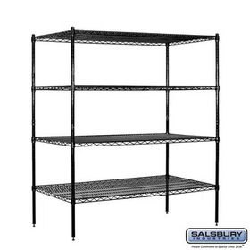 Salsbury Industries 60" Wide Stationary Wire Shelving - 63 Inches High - 24 Inches Deep