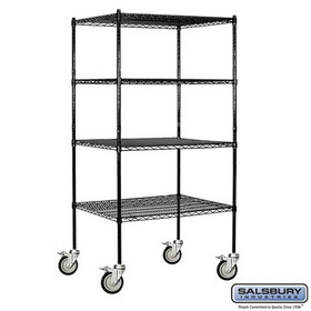 Salsbury Industries 36" Wide Mobile Wire Shelving - 80 Inches High - 24 Inches Deep