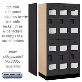Salsbury Industries S-32361BLK See-Through Designer Wood Locker - Double Tier - 3 Wide - 6 Feet High - 21 Inches Deep - Black