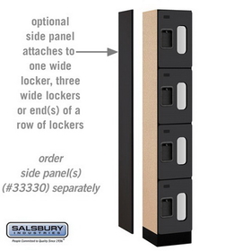 Salsbury Industries S-34165BLK See-Through Designer Wood Locker - Four Tier - 1 Wide - 6 Feet High - 15 Inches Deep - Black