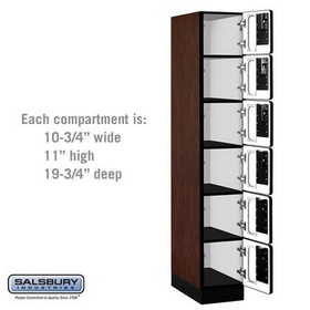 Salsbury Industries S-36161MAH See-Through Designer Wood Locker - Six Tier Box Style - 1 Wide - 6 Feet High - 21 Inches Deep - Mahogany