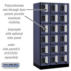 Salsbury Industries S-36361BLU See-Through Designer Wood Locker - Six Tier Box Style - 3 Wide - 6 Feet High - 21 Inches Deep - Blue